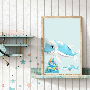 Cuadros Para Bebés - Ballenas Azules - 02