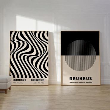 Cuadro de Bauhaus - Líneas negras Set de 2
