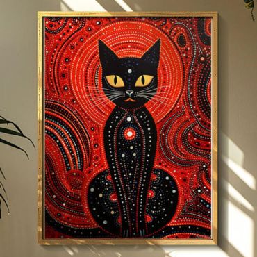 
cuadro de gato de lunares