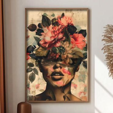 cuadro de mujer con flores