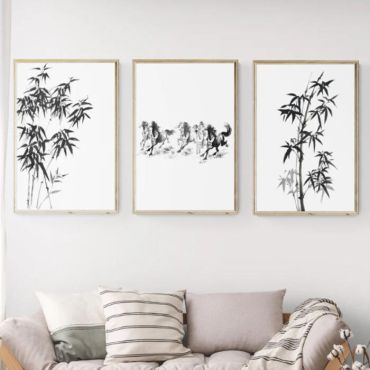 cuadros decorativos bambu y caballos
