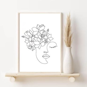 Cuadros de Arte Lineal - Mujer con Flores