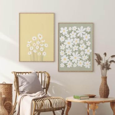 Cuadros para Sala - Margaritas Minimalistas Set de 2

