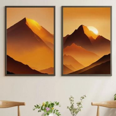 cuadros de montañas en el atardecer