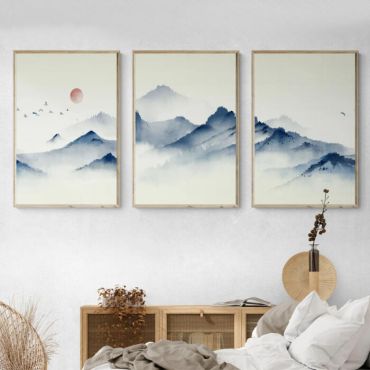 cuadros de paisajes naturales montañas japonesas