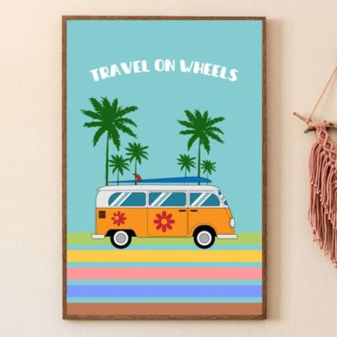 cuadros decorativos frase travel on wheels