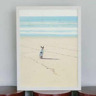 cuadros decorativos perro en la playa