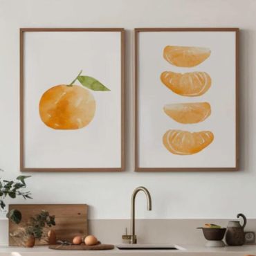 cuadros decorativos acuarela de mandarina