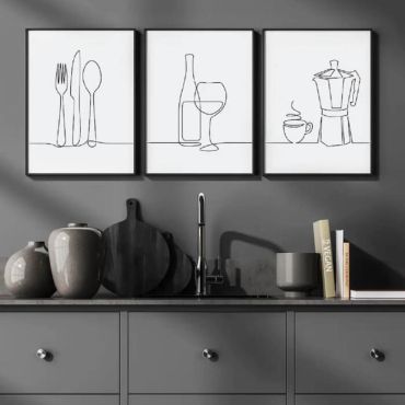 Cuadros para Cocina - Líneas Culinarias Set de 3