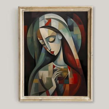 
cuadros para oficina retrato cubista de la virgen maria