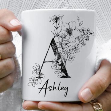 Tazas con Nombre - Tu nombre y la inicial floral