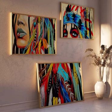 Cuadros Aesthetic - Indigena Apache - Set de 3