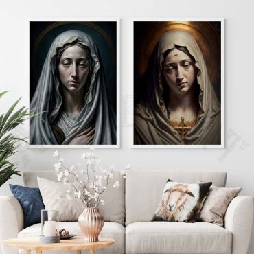 Cuadros Religiosos - María Madre de Dios - Set de 2