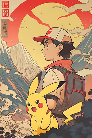 Poster de Ash y Pikachu
